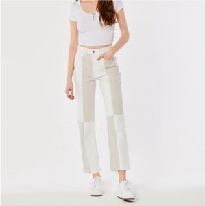 Hollister Ultra High Rise Patchwork Vintage Ankle Straight Jeans Size 1 Regular